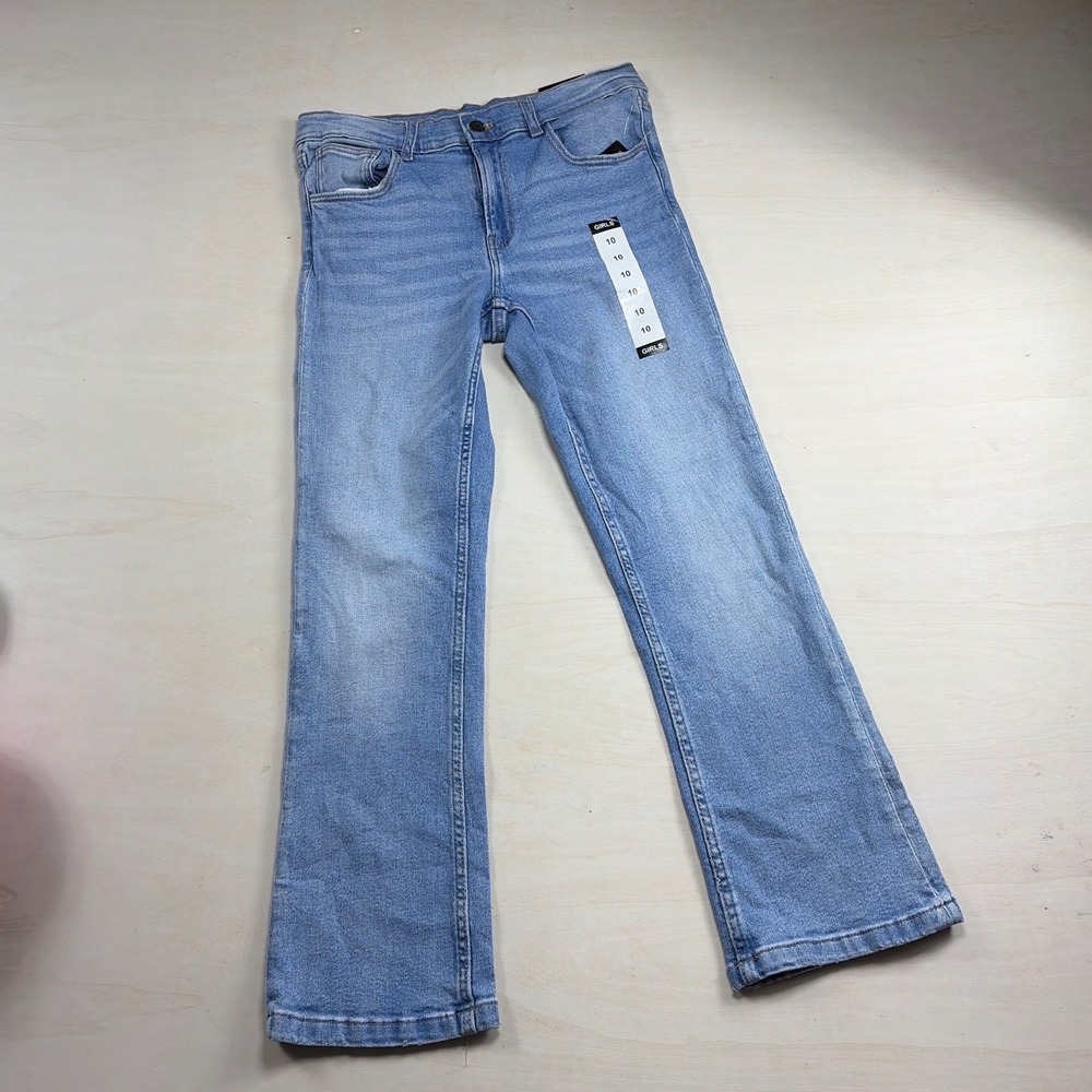Basic Girls Blue Denim Jeans Light Wash Stretch Straight Leg Size 10 RN 77302